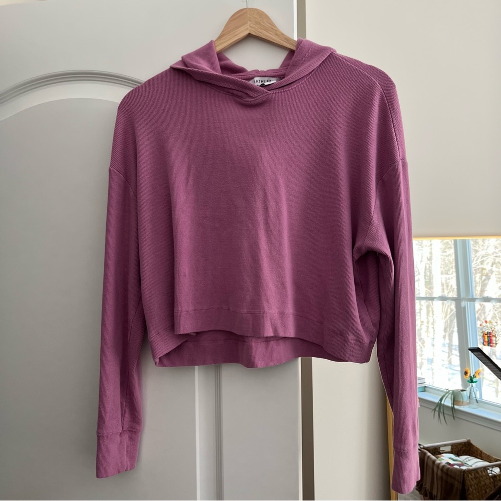 Athleta Presence Ribbed Cropped Hoodie